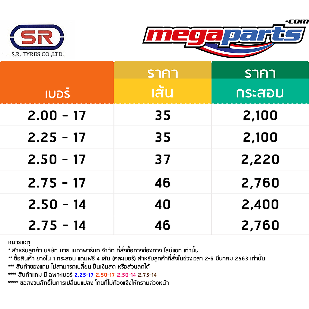SR Tyre Price